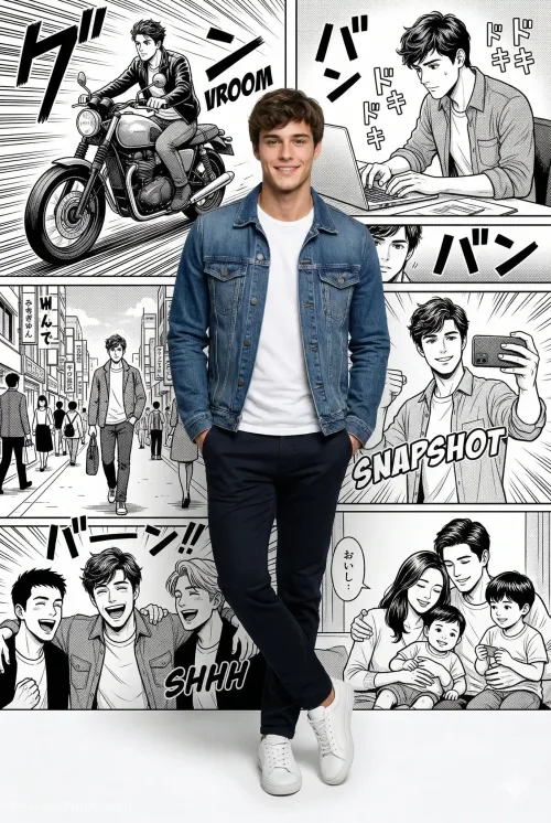 Life in Panels, Anime AI artwork, made with Gemini