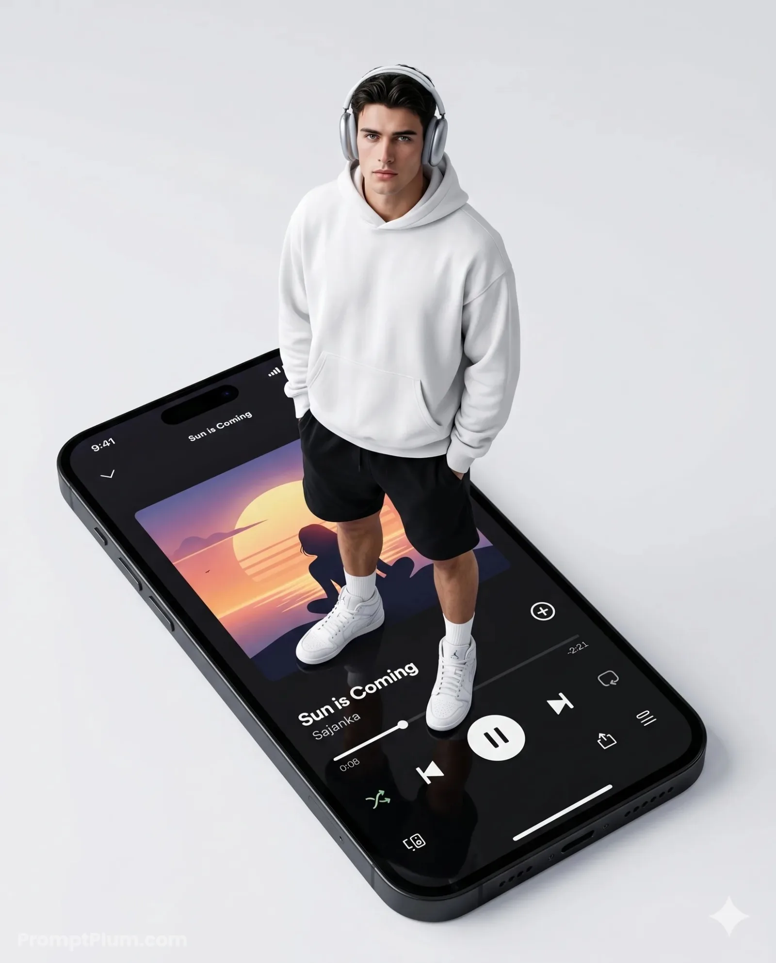 The Modern Listener, Men's Style AI artwork, made with Gemini