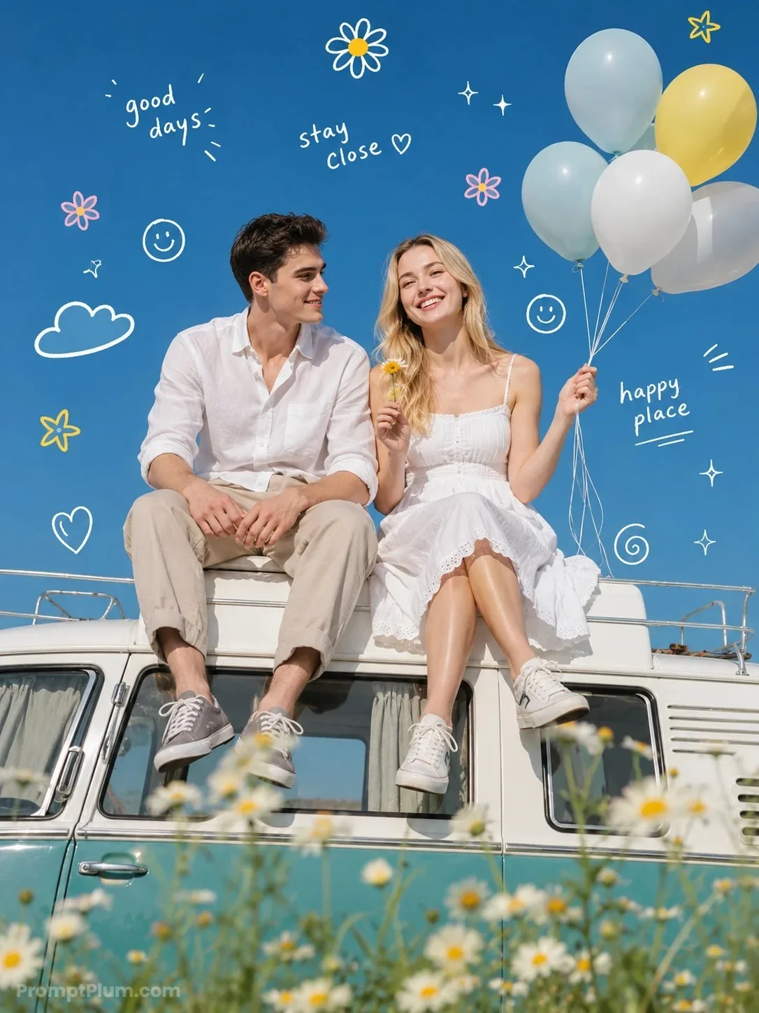 Good Days and Doodle Skies, Couple AI artwork, made with Gemini