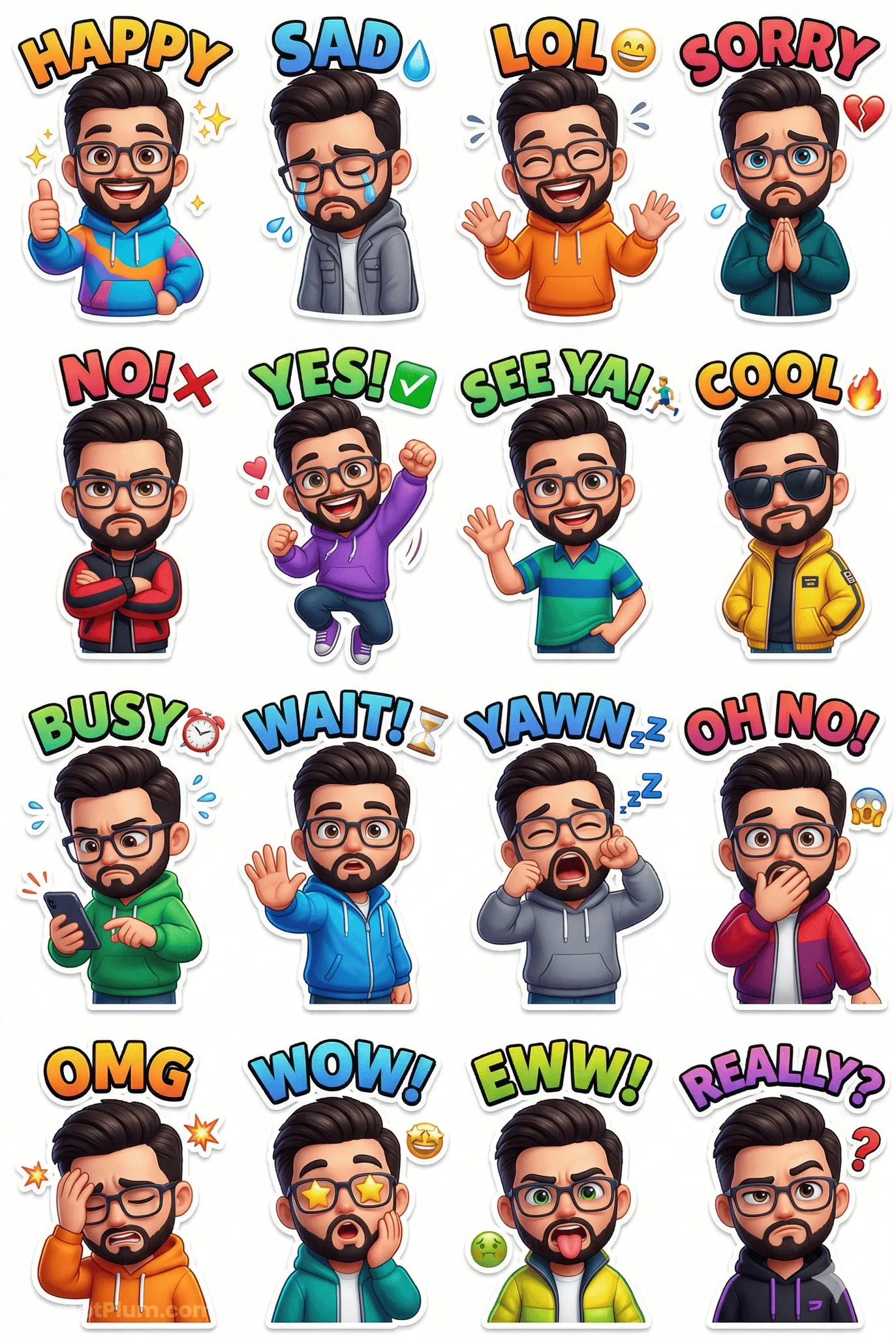 3D Avatar Sticker Pack, 3D Render AI artwork, made with Gemini