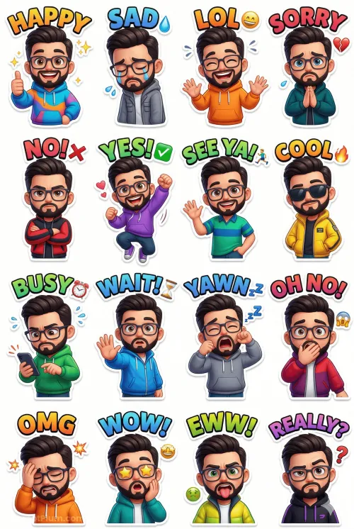 3D Avatar Sticker Pack, 3D Render AI artwork, made with Gemini