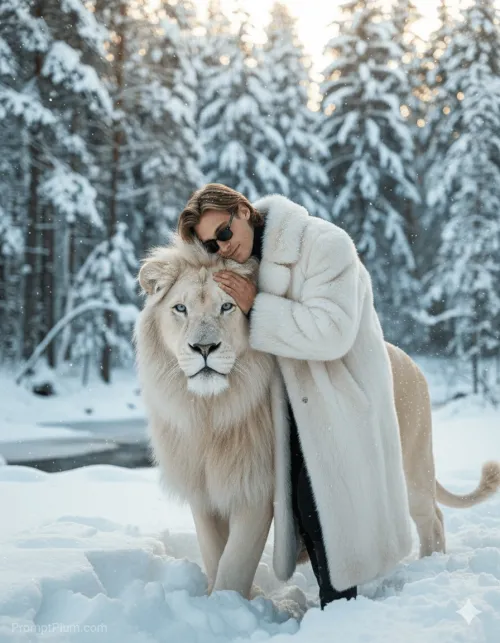 The Winter King and His Guardian, Travel AI artwork, made with Gemini