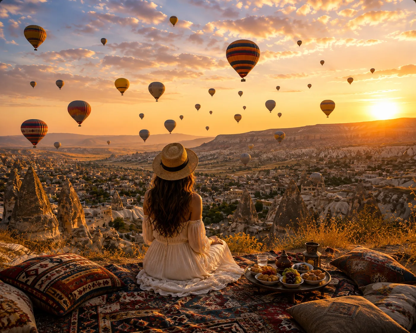 Cappadocia Sunset Escape, Cinematic AI artwork, made with Gemini