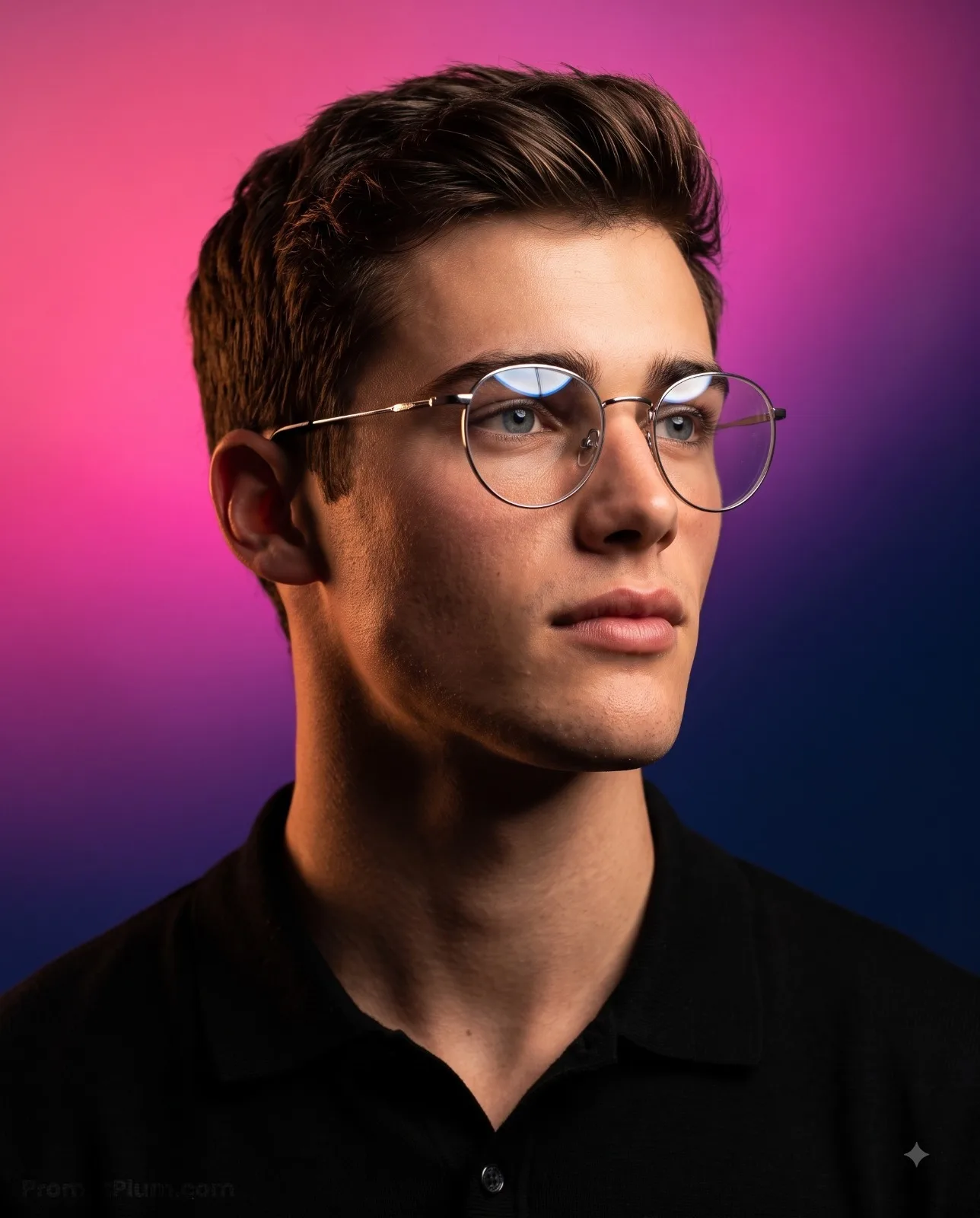 Editorial Style Male Portrait with Glasses, Men's Style AI artwork, made with Gemini