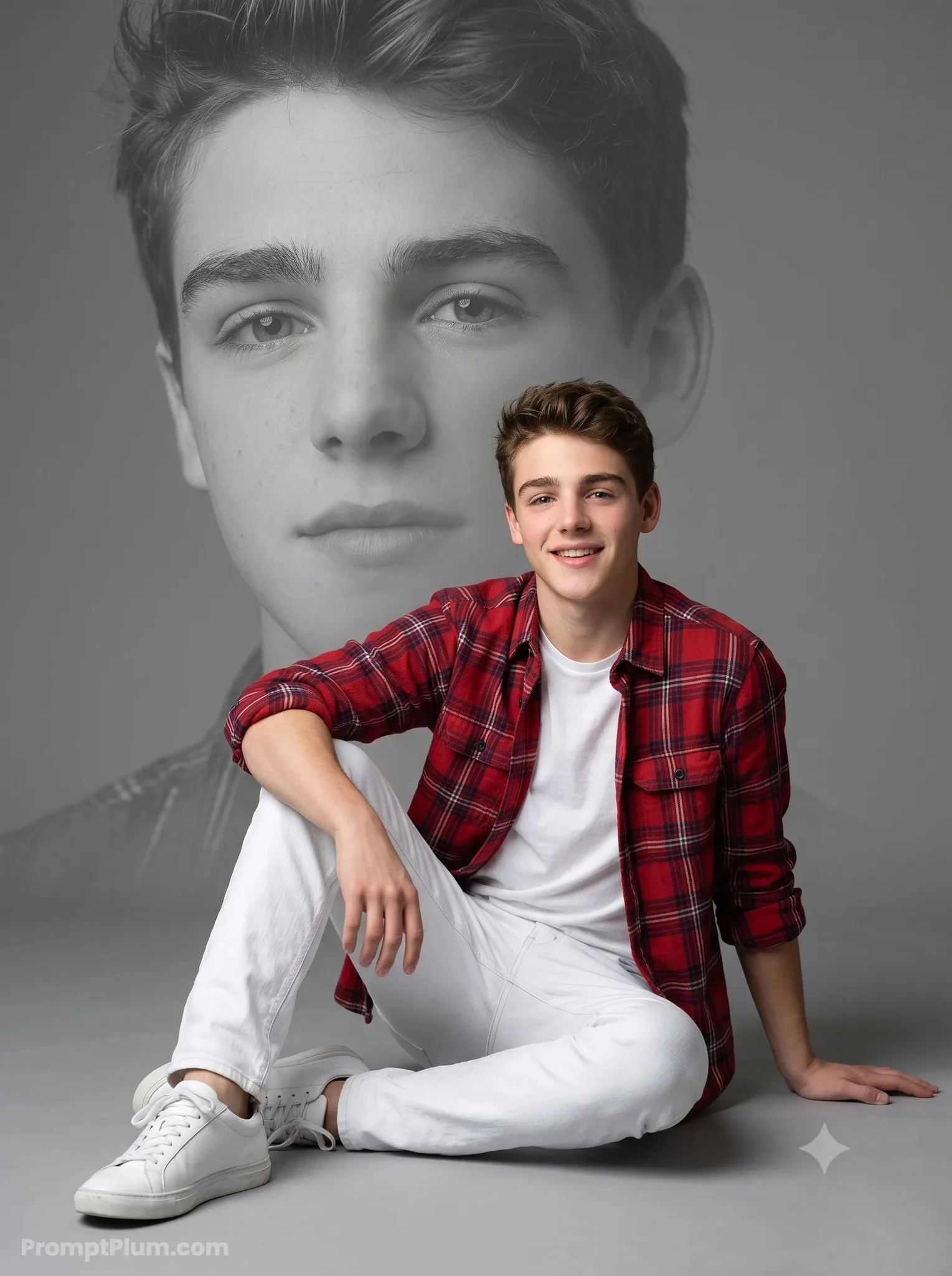 Man Double Exposure Studio Portrait, Portrait AI artwork, made with Midjourney