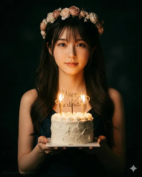 Candlelit Birthday Wish, Fantasy AI artwork, made with Gemini