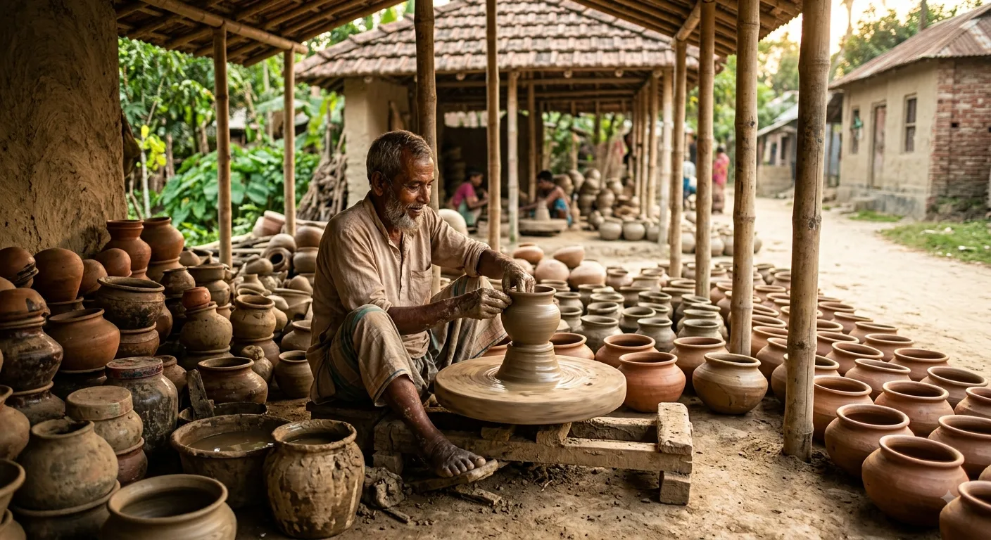 Traditional Clay Pottery Craftsmanship, Nature AI artwork, made with Gemini