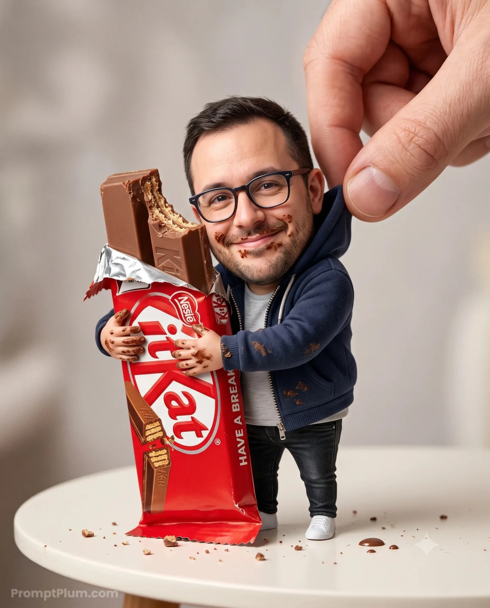 A Miniature with Chocolate, 3D Render AI artwork, made with Gemini