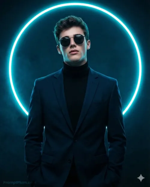 Blue Light Aura, Cyberpunk AI artwork, made with Gemini