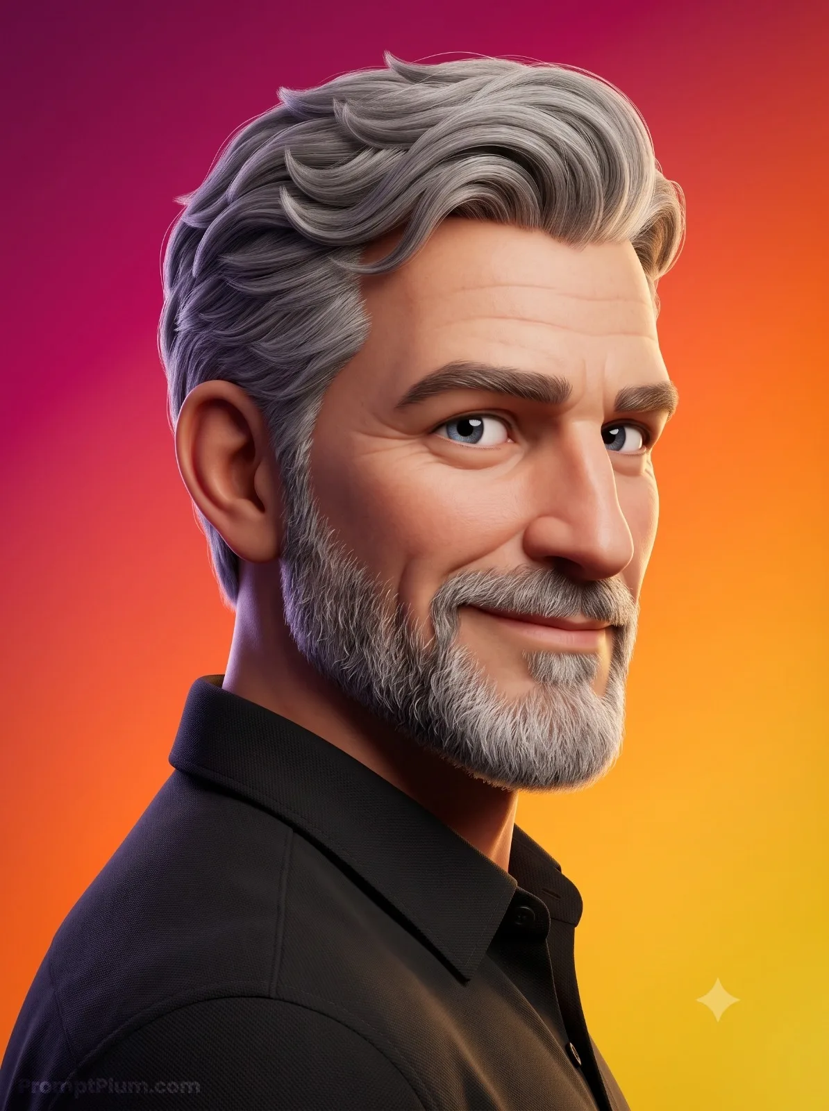 The Silver Fox, 3D Render AI artwork, made with Gemini