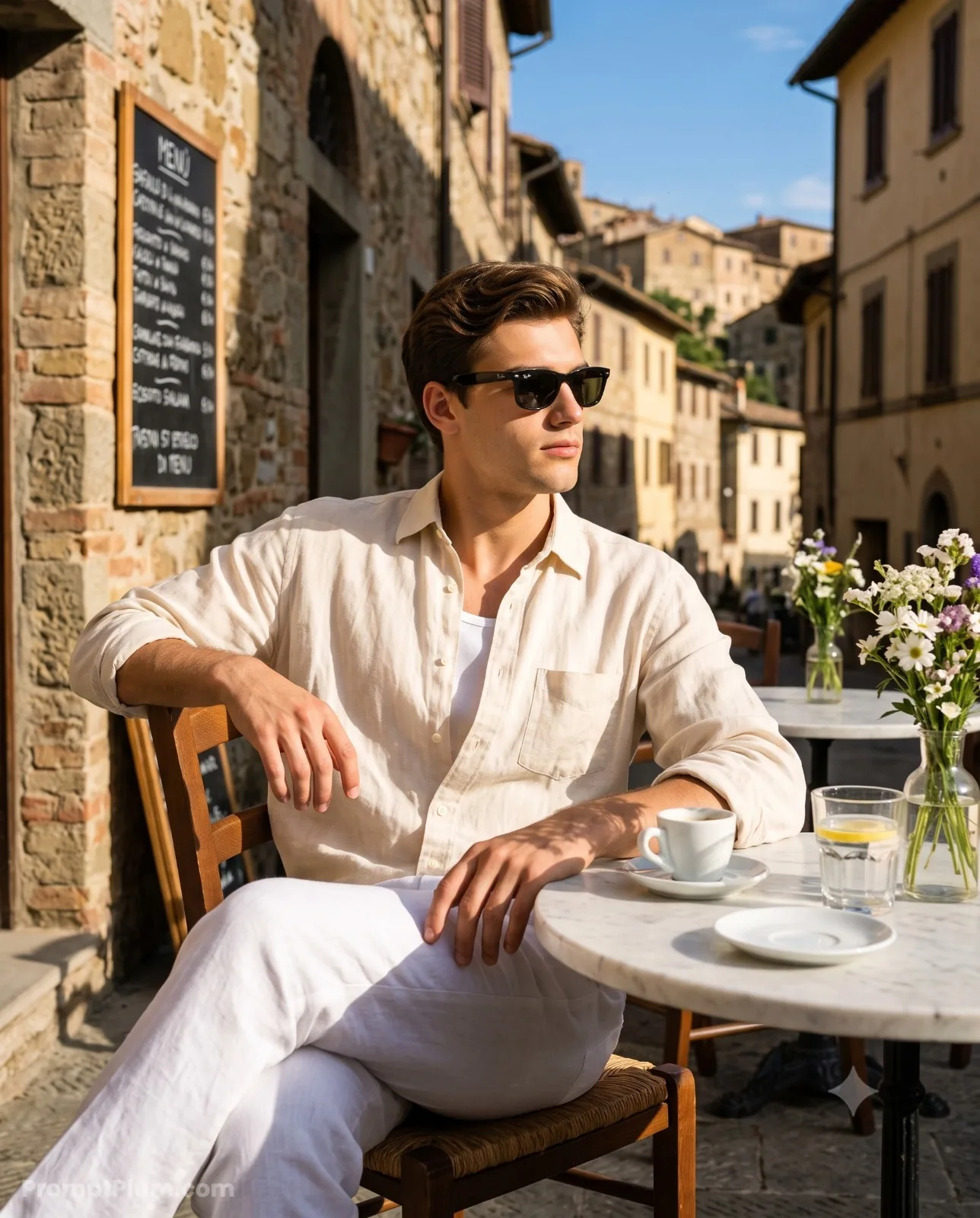 A Mediterranean Morning, Men's Style AI artwork, made with Gemini