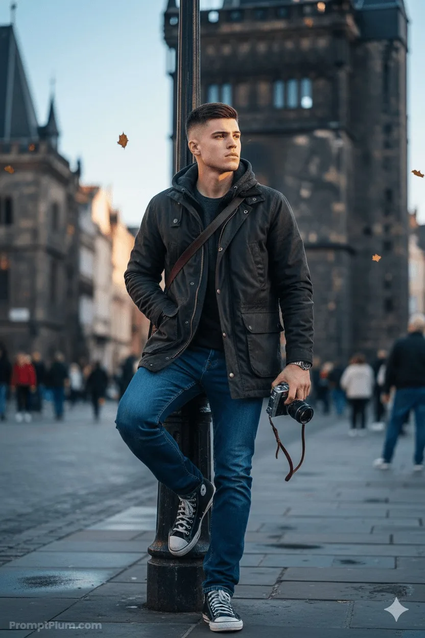 Urban Explorer's Golden Hour, Portrait AI artwork, made with Midjourney
