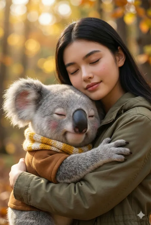 Cozy Koala Cuddles, Nature AI artwork, made with Gemini