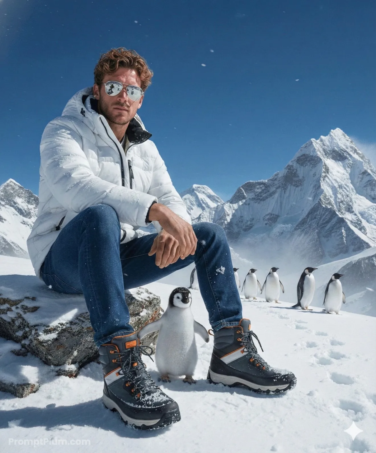 Penguins on the Peak, Travel AI artwork, made with Gemini