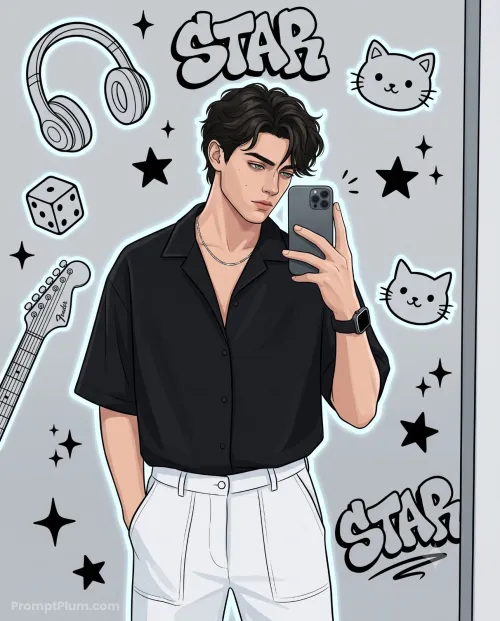 Casual Anime-Style Selfie with Graffiti, Anime AI artwork, made with Gemini