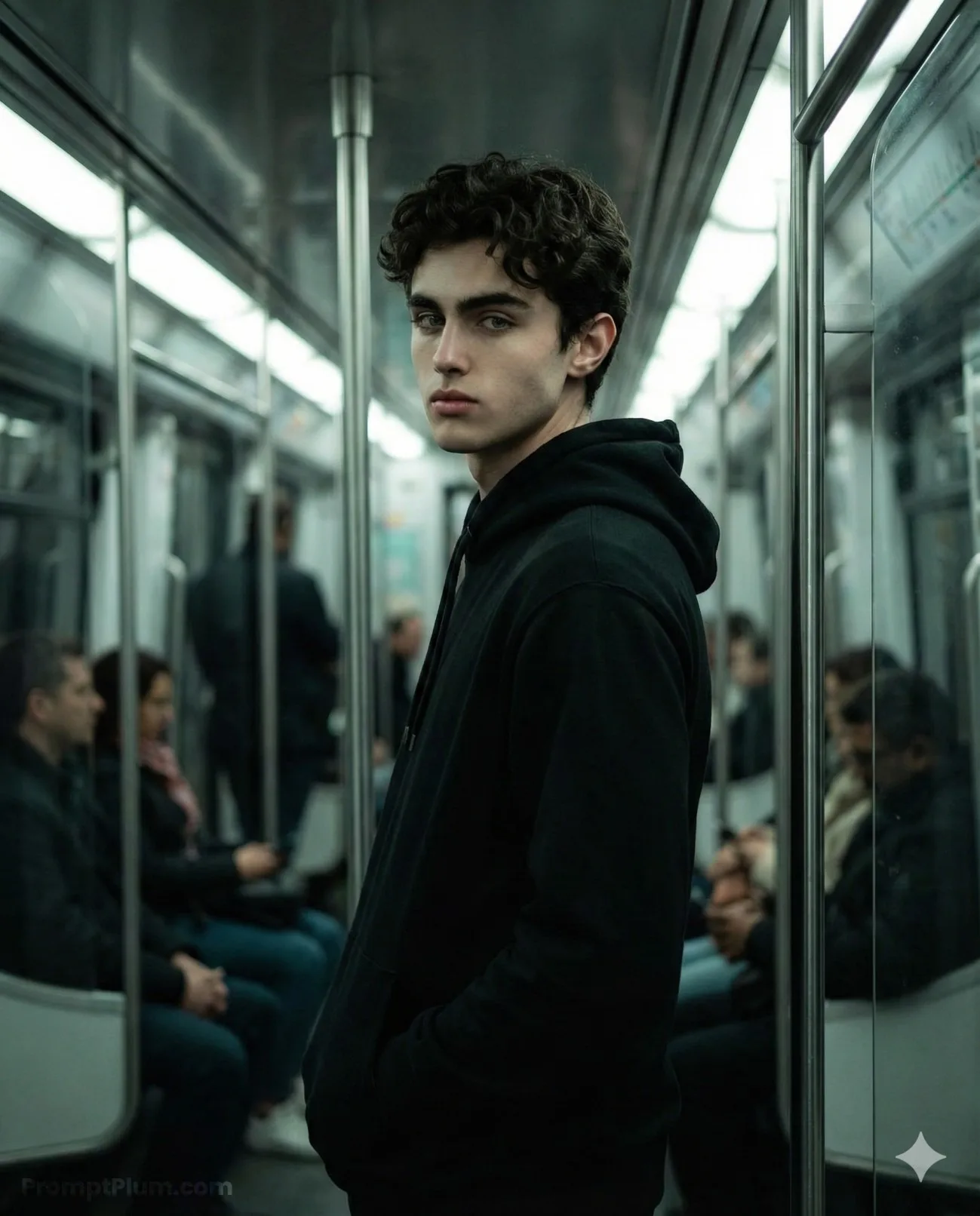 Subway Solitude, Cinematic AI artwork, made with Gemini