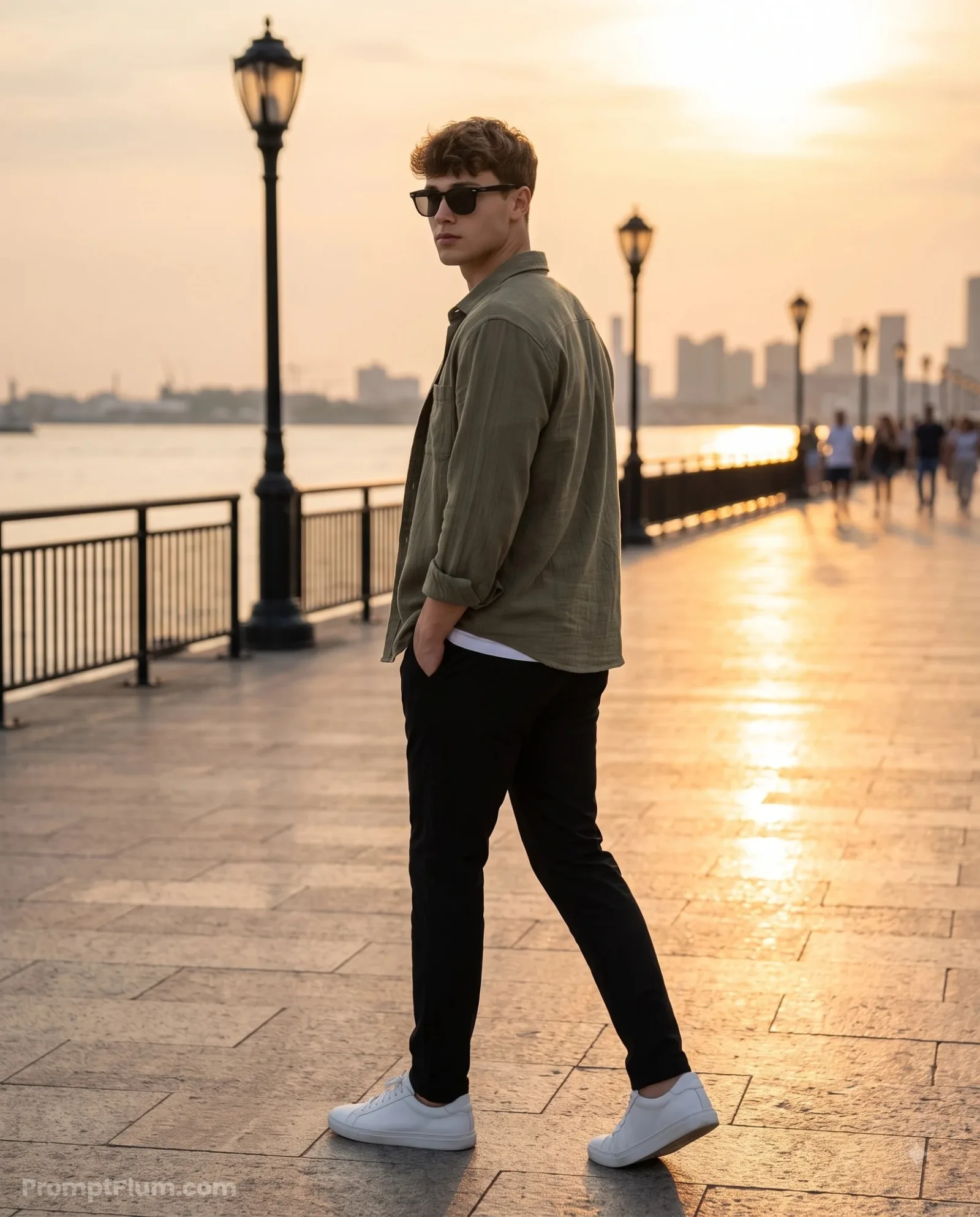 Men's Sunset Street Style, Men's Style AI artwork, made with Midjourney
