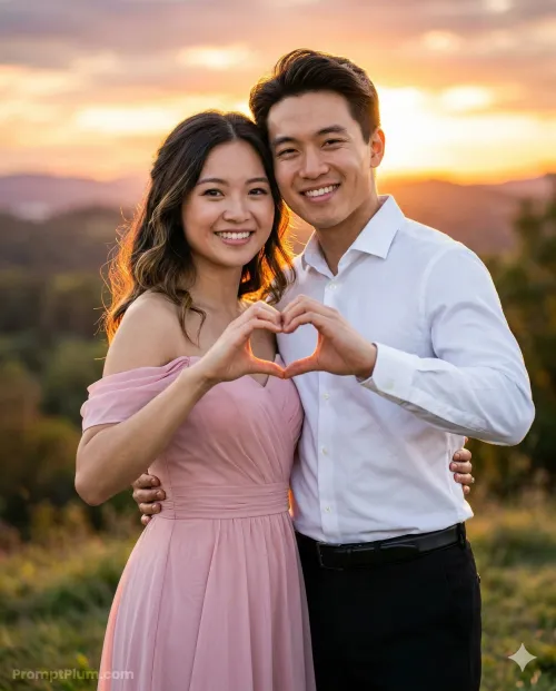 Golden Hour Heart, Couple AI artwork, made with Gemini